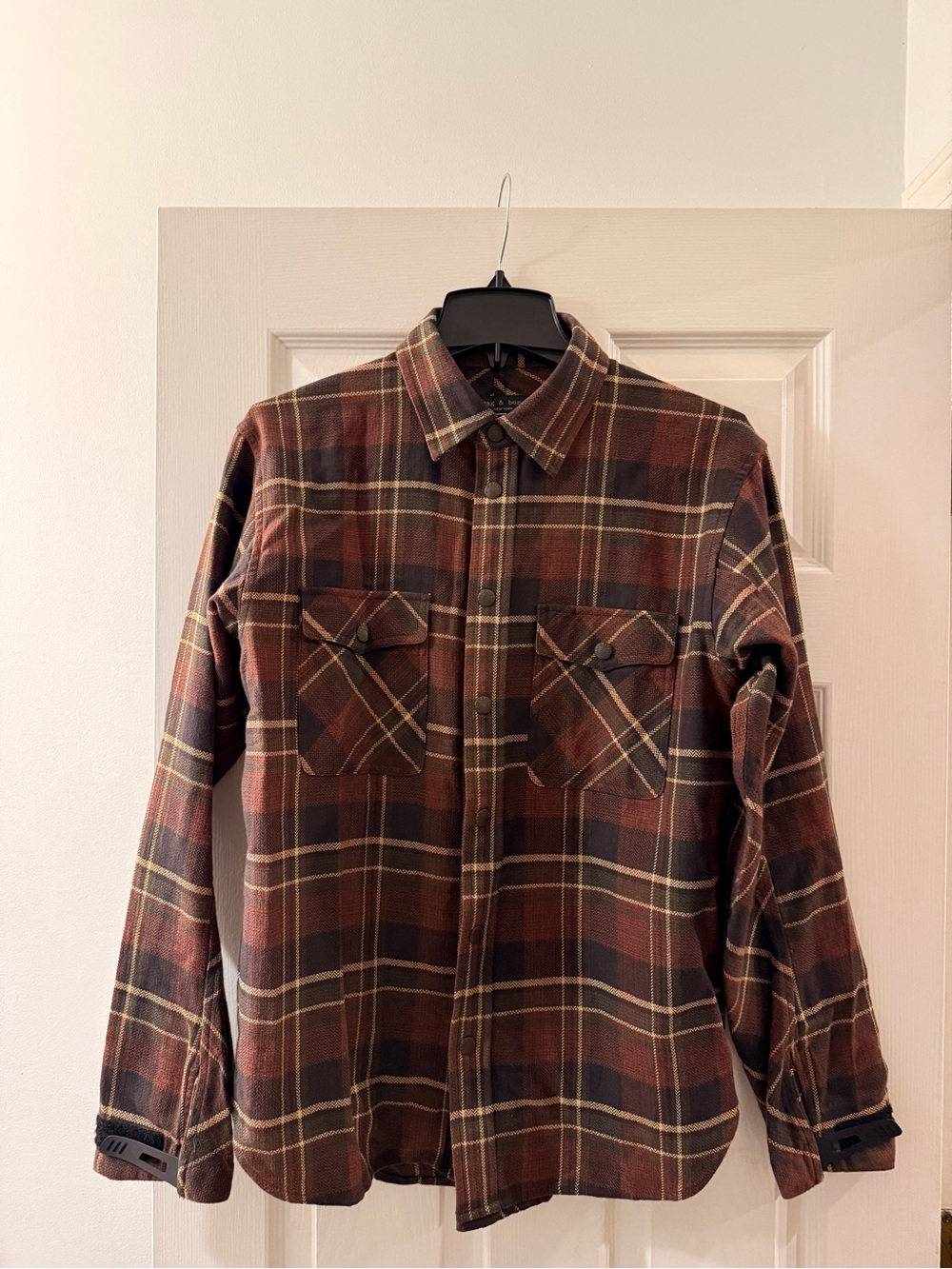 rag & bone tech Brown Plaid Snap-Front shirt